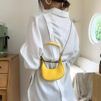 Snoep Kleur Kleine Schouder Dumplings Tassen Voor Vrouwen Bolsa Feminina Lederen Crossbody Tas Vrouwen Handtassen En Portemonnee geel klein