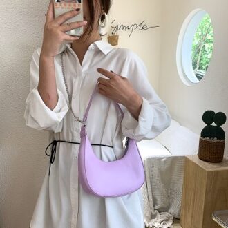 Snoep Kleur Kleine Schouder Dumplings Tassen Voor Vrouwen Bolsa Feminina Lederen Crossbody Tas Vrouwen Handtassen En Portemonnee paars groot