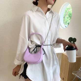 Snoep Kleur Kleine Schouder Dumplings Tassen Voor Vrouwen Bolsa Feminina Lederen Crossbody Tas Vrouwen Handtassen En Portemonnee paars klein