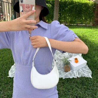 Snoep Kleur Kleine Schouder Dumplings Tassen Voor Vrouwen Bolsa Feminina Lederen Crossbody Tas Vrouwen Handtassen En Portemonnee wit SAMLL