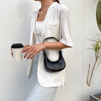 Snoep Kleur Kleine Schouder Dumplings Tassen Voor Vrouwen Bolsa Feminina Lederen Crossbody Tas Vrouwen Handtassen En Portemonnee zwart SMLL