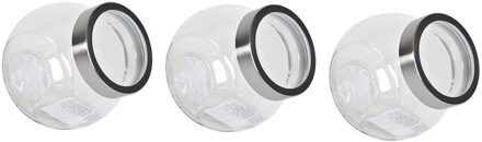 Snoeppot/voorraadpot 1500 ml - Pakket van 8x stuks - glas - 17 x 13 x 16 cm - transparant