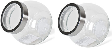 Snoeppot/voorraadpot 2200 ml - 2x - glas - 17 x 13 x 18 cm - transparant