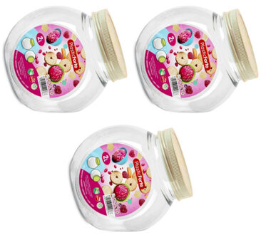 Snoeppot/voorraadpot - 3x - 2L - beige - kunststof - D12 x H17 cm