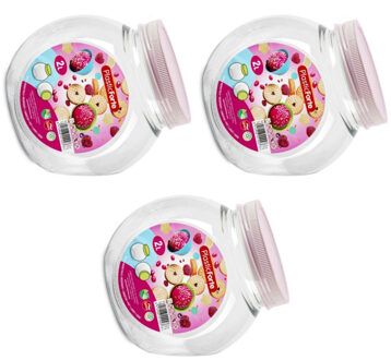 Snoeppot/voorraadpot - 3x - 2L - oud roze - kunststof - D12 x H17 cm