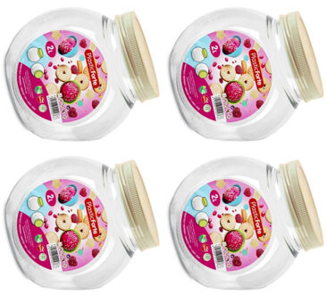 Snoeppot/voorraadpot - 4x - 2L - beige - kunststof - D12 x H17 cm