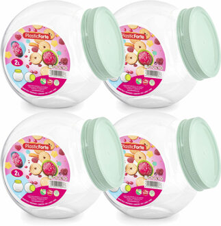 Snoeppot/voorraadpot - 4x - 2L - mint groen - kunststof - D12 x H17 cm