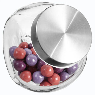 Snoeppot/voorraadpot glas met RVS deksel - 4x - 650 ml - Voorraadpotten met luchtdichte sluiting