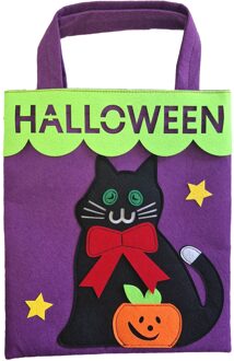 Snoeptas Halloween Zwarte Kat Paars - Lila, Multikleur - Print