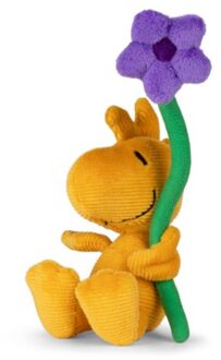 Snoopy corduroy knuffel,12 cm, woodstock met bloem
