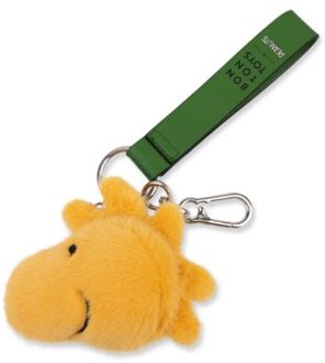 Snoopy woodstock eco fuzzy sleutelhanger, 8 cm, geel
