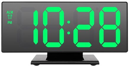 Snooze Display Tijd Night LCD Light Digitale Wekker LED Spiegel Klok Tafel Desktop Usb-kabel Leuke Wekker Multifunctionele licht groen