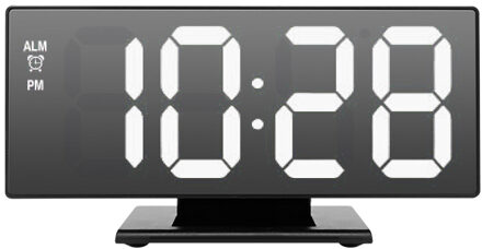 Snooze Display Tijd Night LCD Light Digitale Wekker LED Spiegel Klok Tafel Desktop Usb-kabel Leuke Wekker Multifunctionele wit