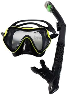 Snorkelen Set Anti-Fog Duikbril Snorkel Met Siliconen Mond Stuk Scuba Voor Volwassenen Zwemmen Duiken geel