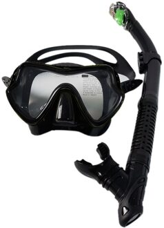 Snorkelen Set Anti-Fog Duikbril Snorkel Met Siliconen Mond Stuk Scuba Voor Volwassenen Zwemmen Duiken zwart