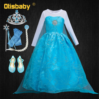 Snow Queen Halloween Carnival Elsa Costume Child Girls Elsa Dress Children's Party Infant Long Tail Fancy Dress Christmas Outfit