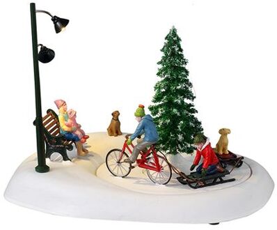 'Snowbiking With Dad' - Figuur met animatie - Exclusief adapter (werkt ook op batterijen)