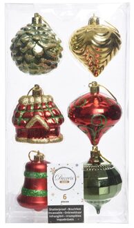 Snowflake Kerstballen kunststof figuren ds a 6 st. Kerstartikelen Goudkleurig