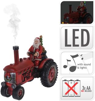 Snowflake Kerstman Op Tractor met licht 28cm Kerstartikelen