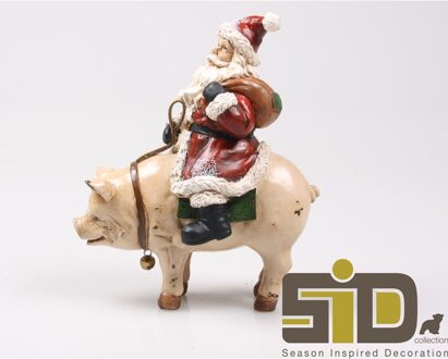 Snowflake Kerstman op varken 18,5x8x19 cm