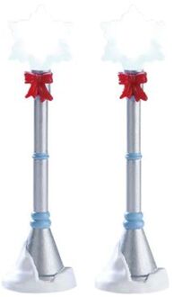 Snowflake Lamp Post Set Of 2 B/o 4.5v