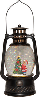 Snowglobe glitter lantaarn - kerstboom - LED - 20 cm