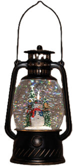 Snowglobe glitter lantaarn - sneeuwpop - LED - 20 cm