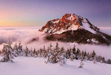 Snowy Mountain Peak Vlies Fotobehang 384x260cm 8-banen