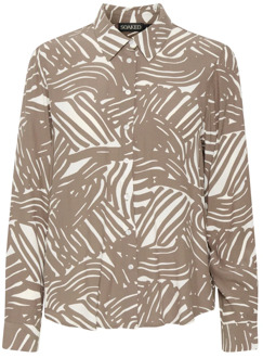 SOAKED IN LUXURY Grafische Print Overhemdblouse Soaked in Luxury , Brown , Dames - 2Xl,L,M,S,Xs