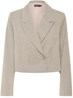 SOAKED IN LUXURY Grijze Melange Cropped Blazer Soaked in Luxury , Gray , Dames - 2XL