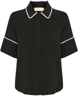 SOAKED IN LUXURY Zwarte blouse met korte mouwen Soaked in Luxury , Black , Dames - 2Xl,L