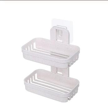 Soap Dishes Bathroom Shower Soap Box Soap Holder Double layer Soap Holder Plate Tray Bathroom rack beige-NY0235