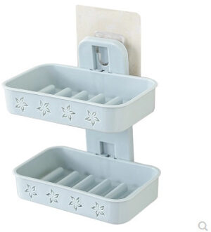 Soap Dishes Bathroom Shower Soap Box Soap Holder Double layer Soap Holder Plate Tray Bathroom rack blauw-NY0345