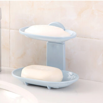 Soap Dishes Bathroom Shower Soap Box Soap Holder Double layer Soap Holder Plate Tray Bathroom rack blauw-NY0346