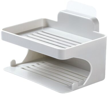 Soap Dishes Box Wall Zeep Houder Shower Soap Tray Holder For Bathroom Double Layer Storage Basket Soap Rack Shelf Kitchen Grijs