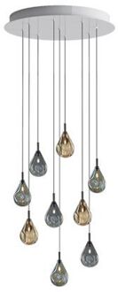 Soap Mini 9 pcs Hanglamp - 3x Blauw 3x Zilver 3x Goud glas
