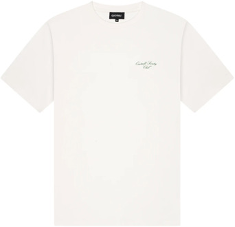 Society Club T-Shirt Heren Gebroken Wit/Groen Quotrell , White , Heren - XL