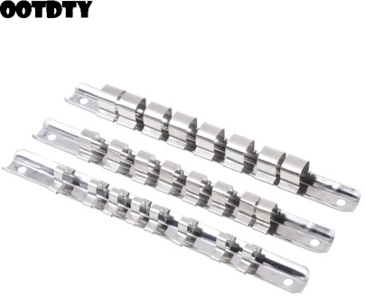 Socket Rack Holder 1/4" 3/8" 1/2" with 8 Clips On Rail Tool Organizer Storage