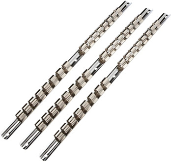 Socket Rack Holder 1/4 Inch 3/8 Inch 1/2 Inch With 16 Clips On Rail Tool Organizer Storage