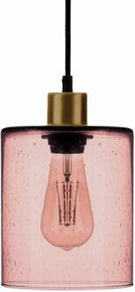Soda hanglamp met roos glazen kap Ø 15cm roze-transparant, zwart, goud