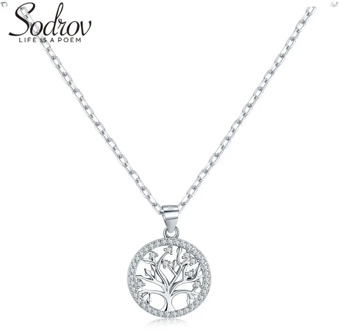Sodrov Authentic 925 Sterling Silver DIY Life Tree Necklace Ladies Nature Lucky silver necklace silver 925 jewelry