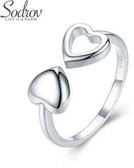 Sodrov Romantic 925 Sterling Silver Ring For Women Double Heart High Quality Fine Silver 925 Jewelry Open Ring
