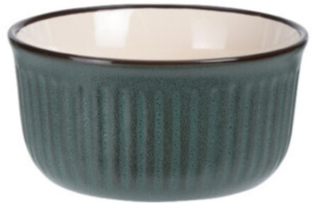 Soepkom Striped - donkergroen - 14 x 7 cm - keramiek - kommetjes - 500 ml