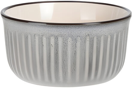 Soepkom Striped - lichtgrijs - 14 x 7 cm - keramiek - kommetjes - 500 ml