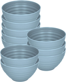Soepkommen - 10x - D15 x H8 cm - blauw - kunststof - onbreekbaar - servies
