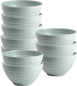 Soepkommen - 10x - D15 x H8 cm - groen - kunststof - onbreekbaar - servies
