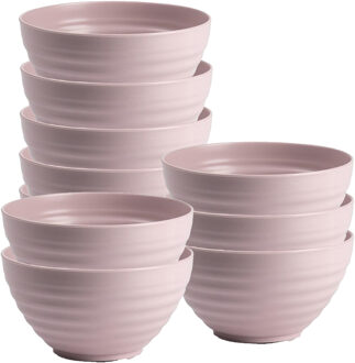 Soepkommen - 10x - D15 x H8 cm - oud roze - kunststof - onbreekbaar - servies