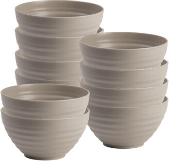 Soepkommen - 10x - D15 x H8 cm - taupe - kunststof - onbreekbaar - servies