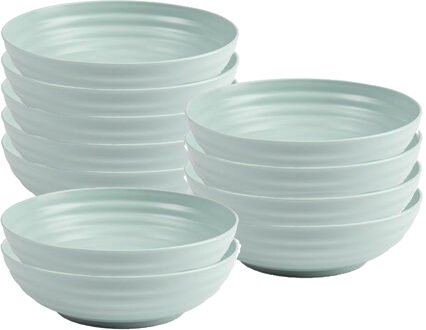 Soepkommen - 10x - D19 x H5.5 cm - groen - kunststof - onbreekbaar - servies