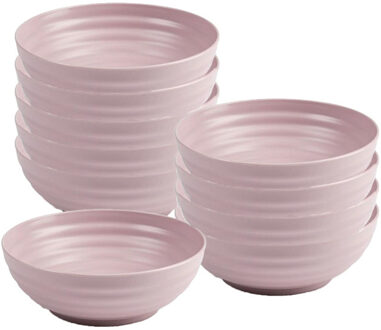 Soepkommen - 10x - D19 x H5.5 cm - oud roze - kunststof - onbreekbaar - servies